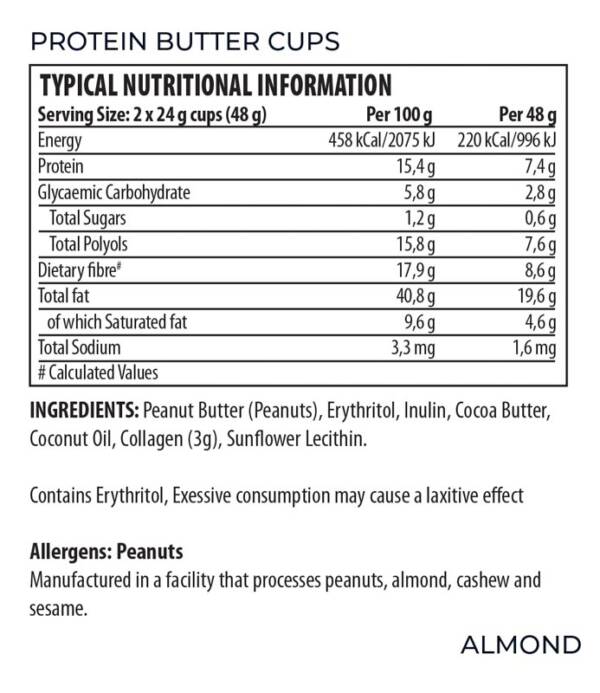 Protein Butter Cups Almond Ni panel