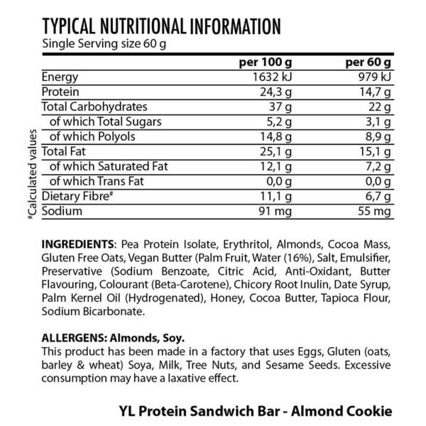 YL Sandwich Bar Almond 800