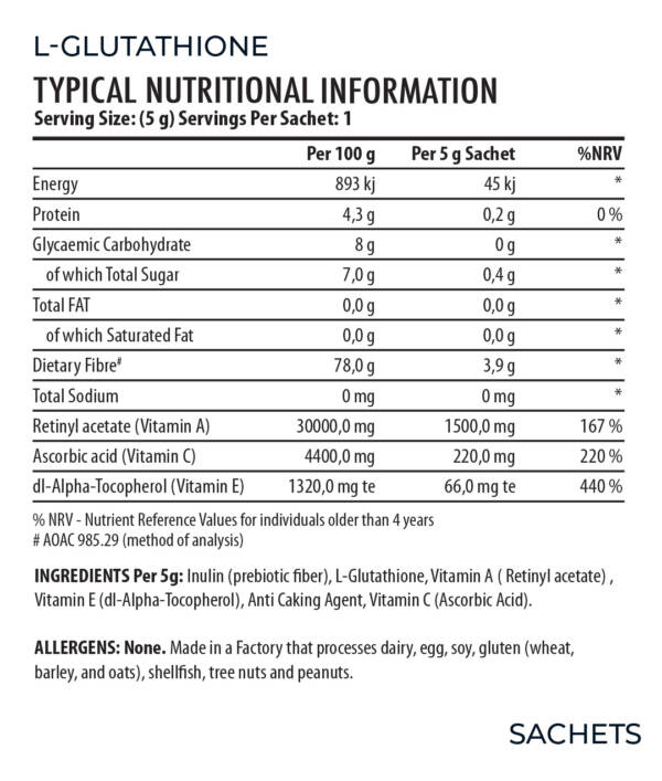 YL Nutricosmetics L-Glutathione Unflavoured Sachets 10s - Image 2