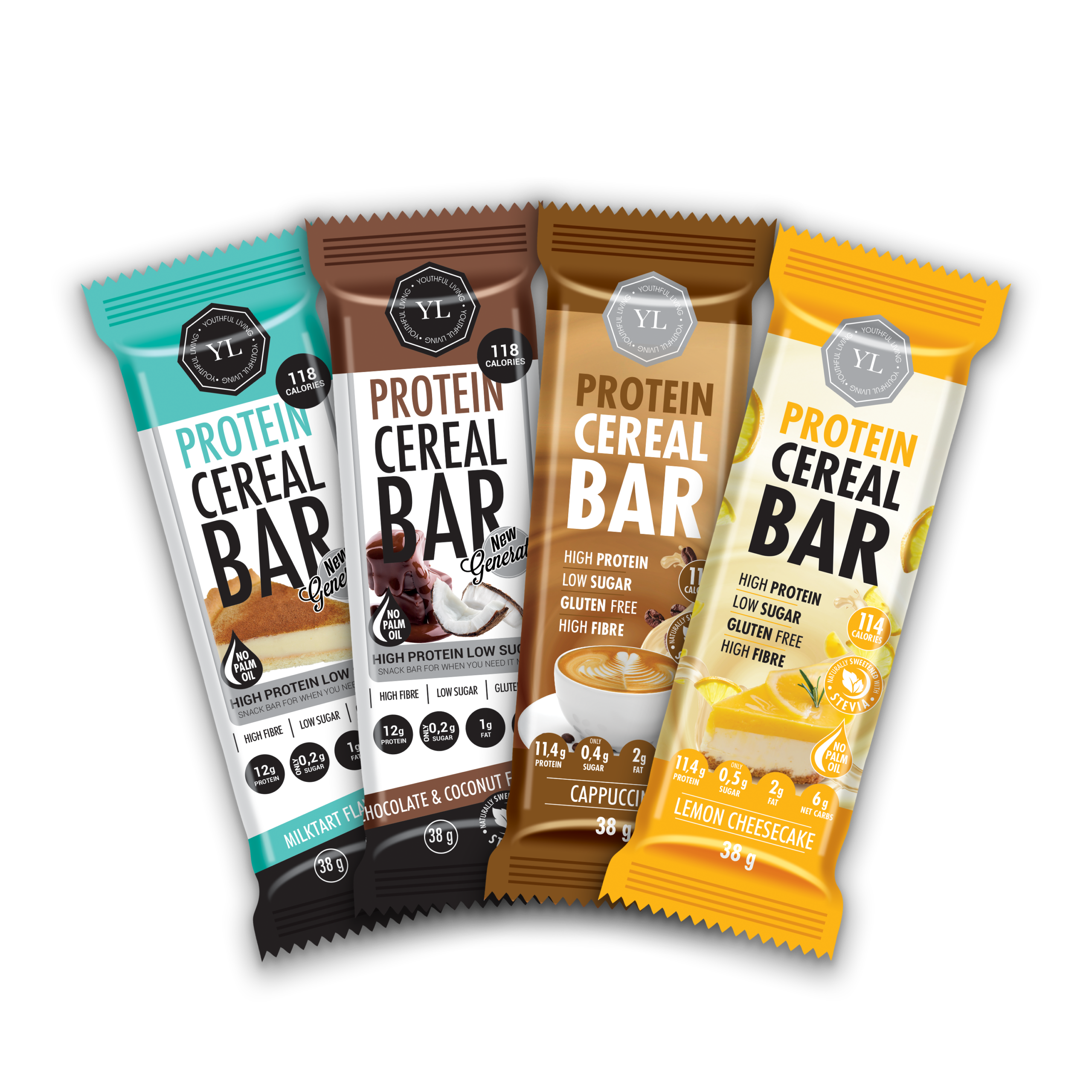 Youthful Living Zero Sugar Chocolate in four flavours: Dark Chocolate, Milk Chocolate, White Chocolate and Pistachio. Zero sugar chocolate bars that are lower in calories and high in fibre.
