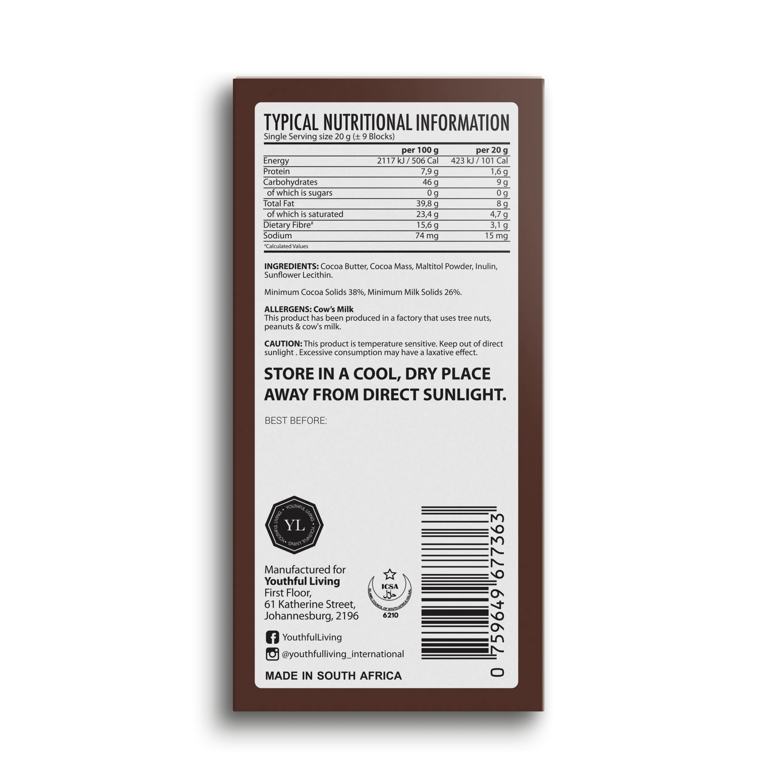 Sugar Free Chocolate Slab (15 x 35g) - Image 5