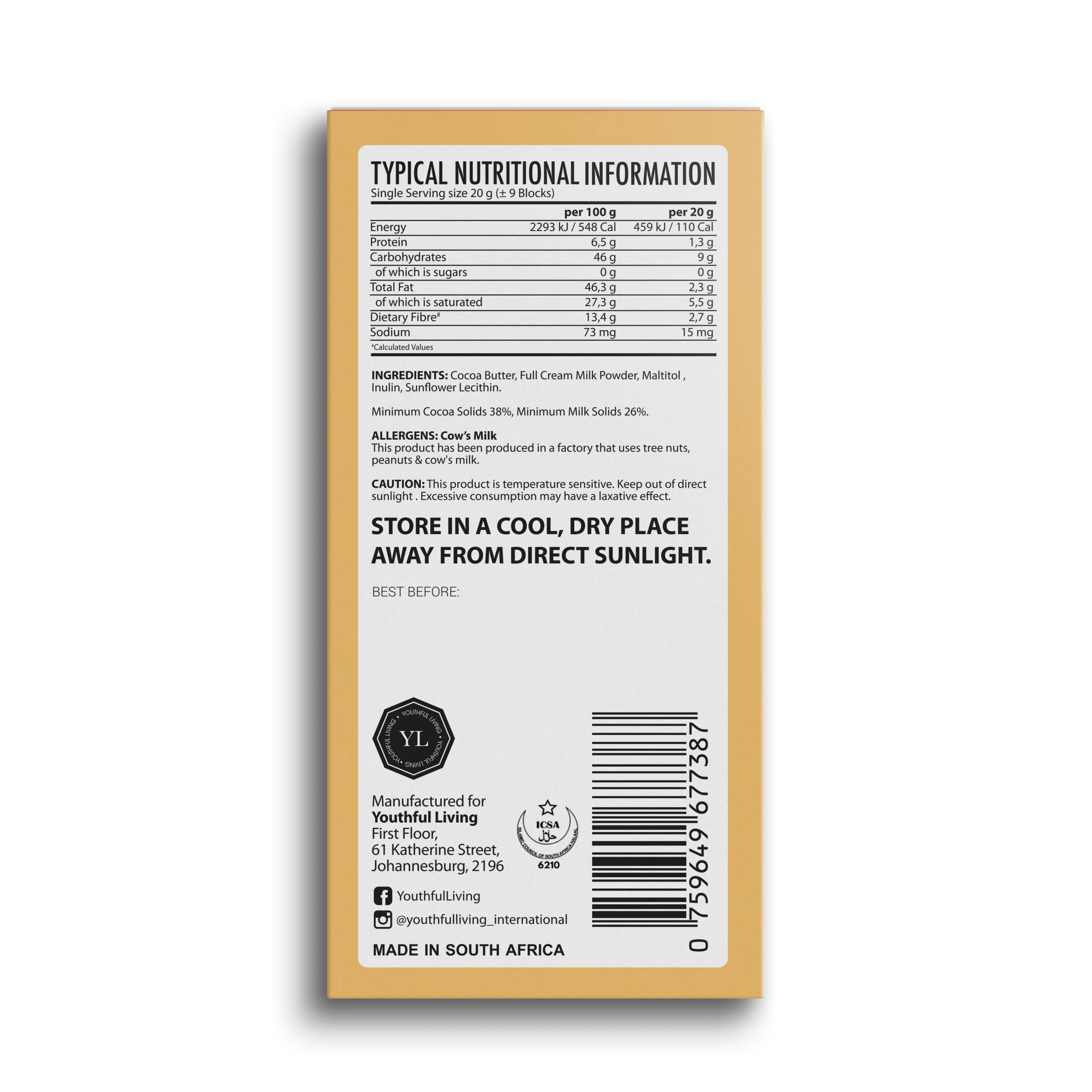 Sugar Free Chocolate Slab (15 x 35g) - Image 7